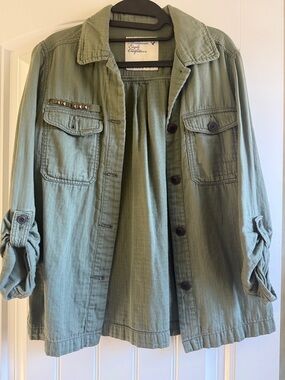 American Eagle Outfitters Olive Utility Jacket with Stud Accents